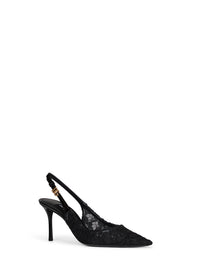Dolce & Gabbana Women Black Taormina Lace And Patent Leather Slingback Pumps