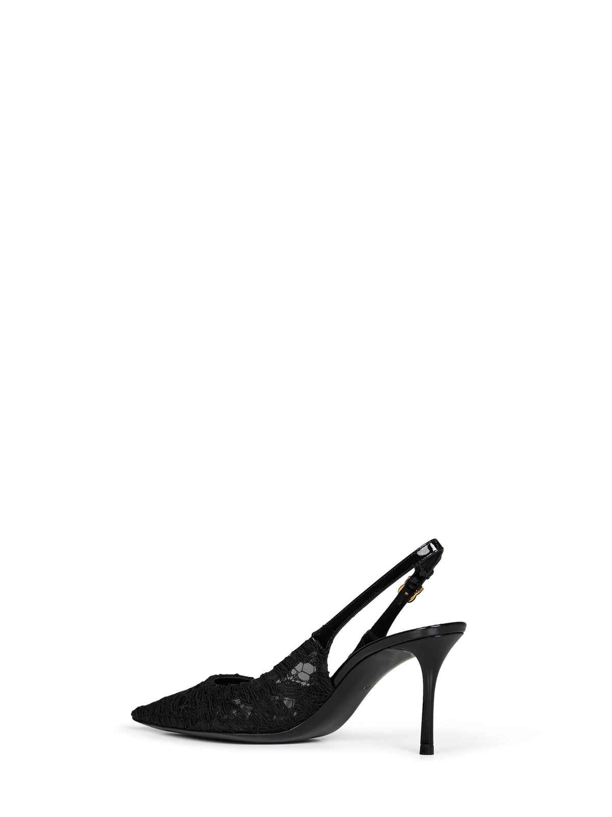 Dolce & Gabbana Women Black Taormina Lace And Patent Leather Slingback Pumps