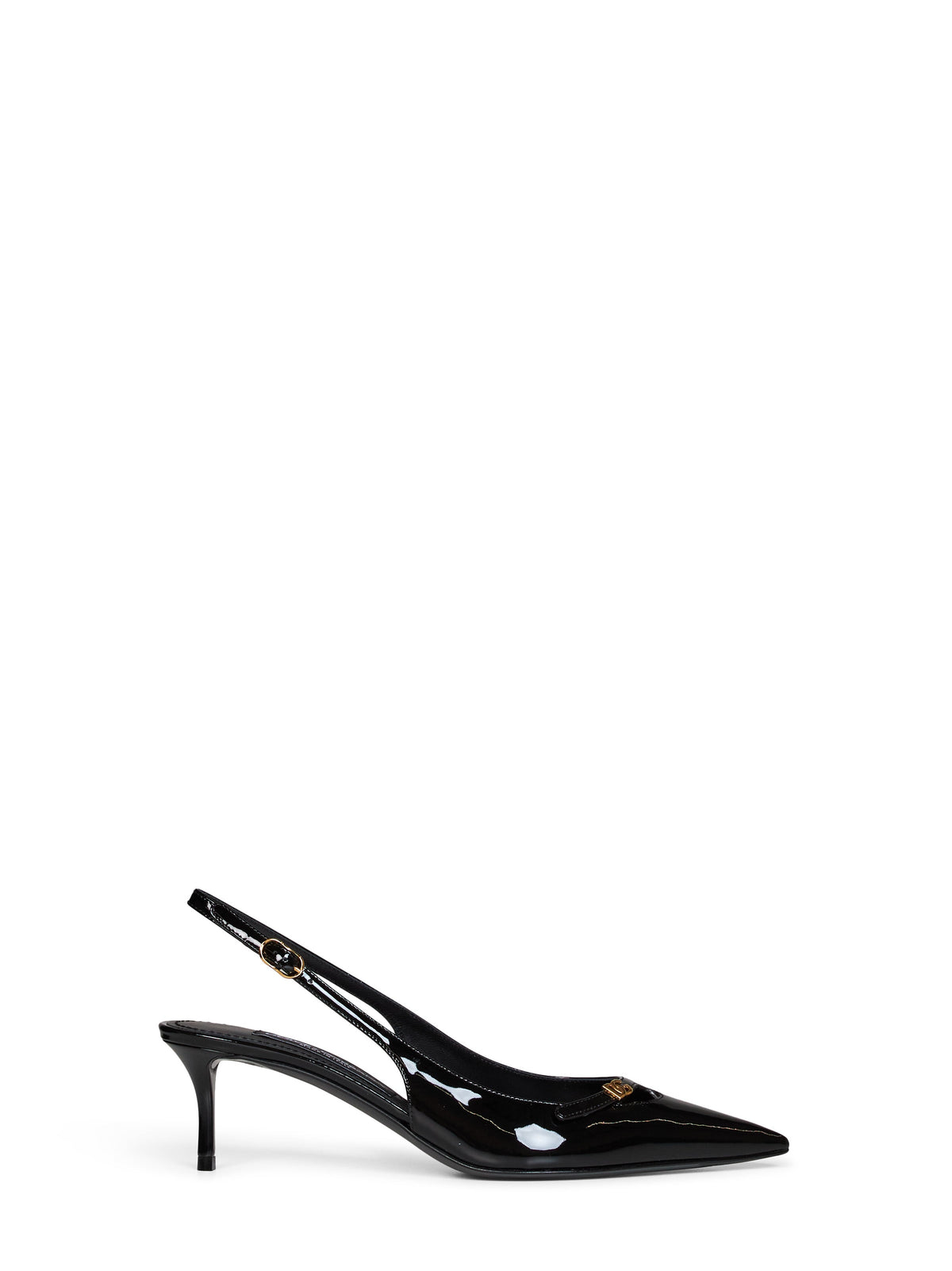 DOLCE & GABBANA Dolce & Gabbana Women Black Patent Leather Slingback Pumps With Dg Logo