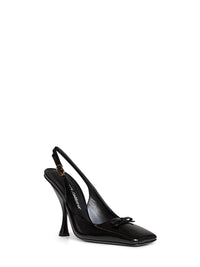 DOLCE & GABBANA Dolce & Gabbana Women Black Glossy Calfskin Leather Schiffer Slingback Pumps