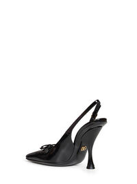 DOLCE & GABBANA Dolce & Gabbana Women Black Glossy Calfskin Leather Schiffer Slingback Pumps
