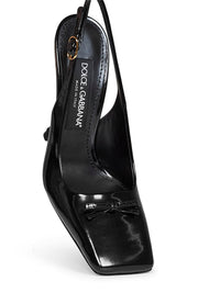 DOLCE & GABBANA Dolce & Gabbana Women Black Glossy Calfskin Leather Schiffer Slingback Pumps