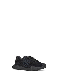 Dolce & Gabbana Women Black Lace And Calf Suede Low-Top Sneakers