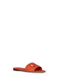 DOLCE & GABBANA Dolce & Gabbana Women Orange Calf Leather Slide Sandals With Dg Logo