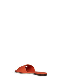 DOLCE & GABBANA Dolce & Gabbana Women Orange Calf Leather Slide Sandals With Dg Logo