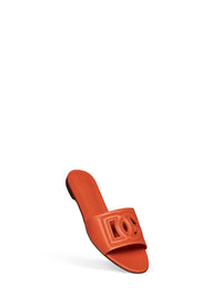 DOLCE & GABBANA Dolce & Gabbana Women Orange Calf Leather Slide Sandals With Dg Logo