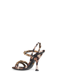 Dolce & Gabbana Women Leo Print Satin Rhinestone Embroidered Sandals