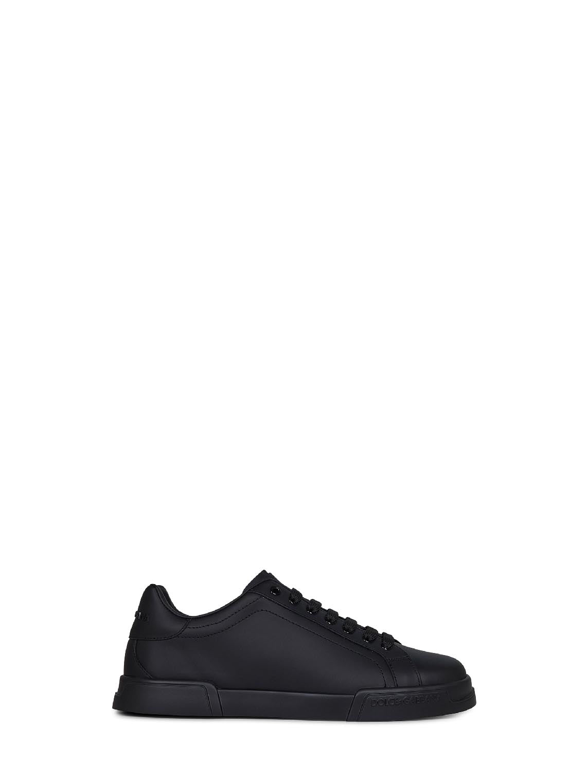 DOLCE & GABBANA Dolce & Gabbana Men Black Calf Leather Portofino Sneakers