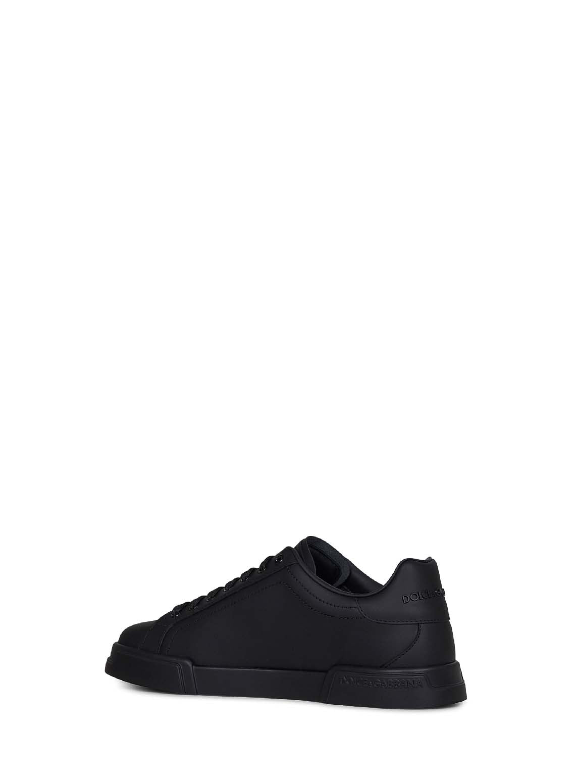 DOLCE & GABBANA Dolce & Gabbana Men Black Calf Leather Portofino Sneakers