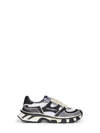 DOLCE & GABBANA Dolce & Gabbana Men Black And White Nappa Calfskin Leather And Mesh Dg Country Road Sneakers