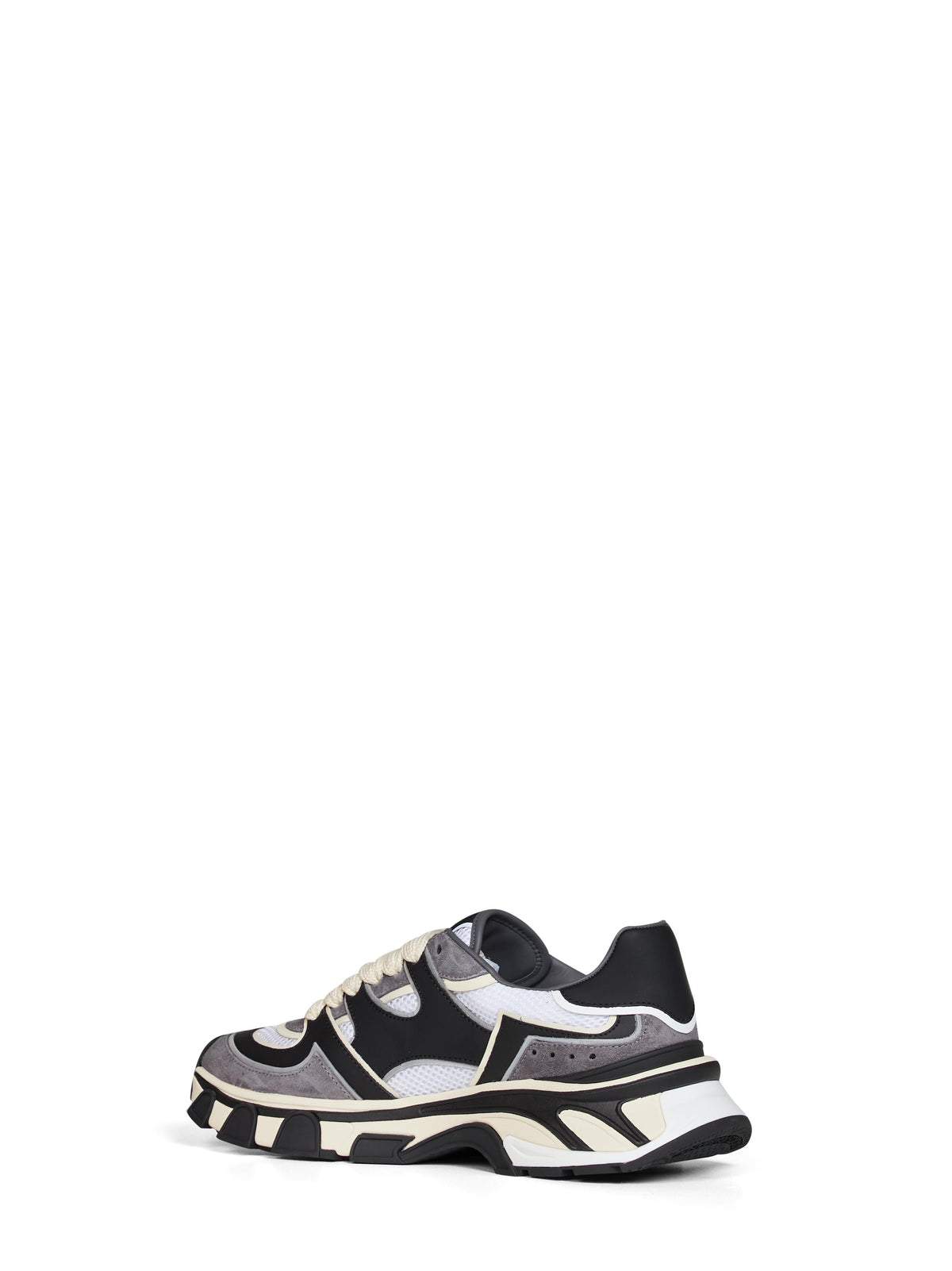 DOLCE & GABBANA Dolce & Gabbana Men Black And White Nappa Calfskin Leather And Mesh Dg Country Road Sneakers
