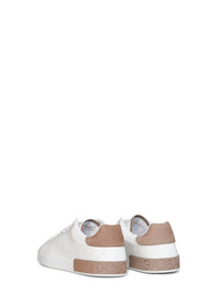 DOLCE & GABBANA Dolce & Gabbana Men White And Taupe Nappa Calfskin Leather And Nubuck Portofino Low-Top Sneakers