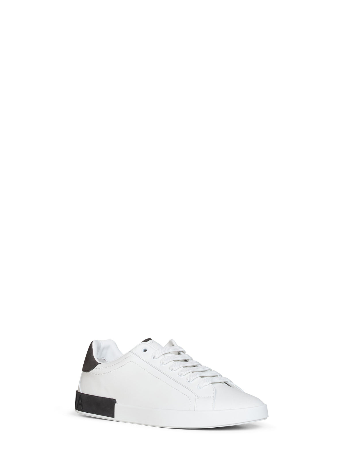 Dolce & Gabbana Men White And Dark Grey Nappa Calfskin Leather And Nubuck Portofino Low-Top Sneakers