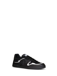 Dolce & Gabbana Men Black Nappa Calfskin And Suede Portofino Sneakers
