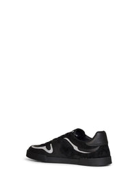 Dolce & Gabbana Men Black Nappa Calfskin And Suede Portofino Sneakers