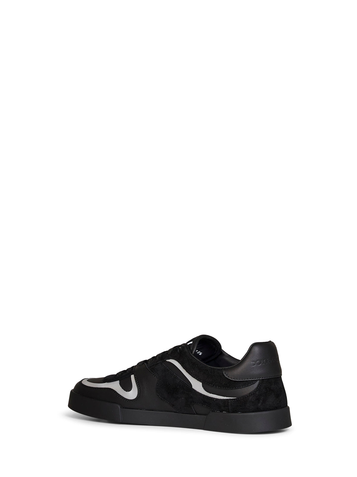Dolce & Gabbana Men Black Nappa Calfskin And Suede Portofino Sneakers