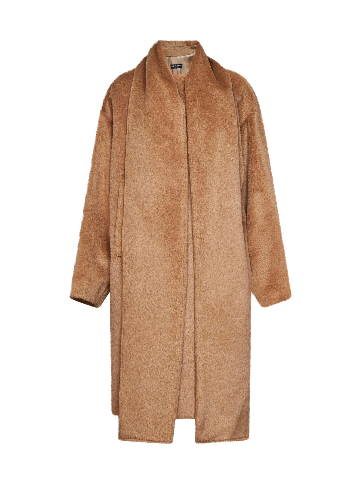 DOLCE & GABBANA Dolce & Gabbana Women Dark Beige Alpaca And Virgin Wool Scarf Coat