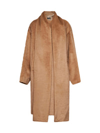 DOLCE & GABBANA Dolce & Gabbana Women Dark Beige Alpaca And Virgin Wool Scarf Coat