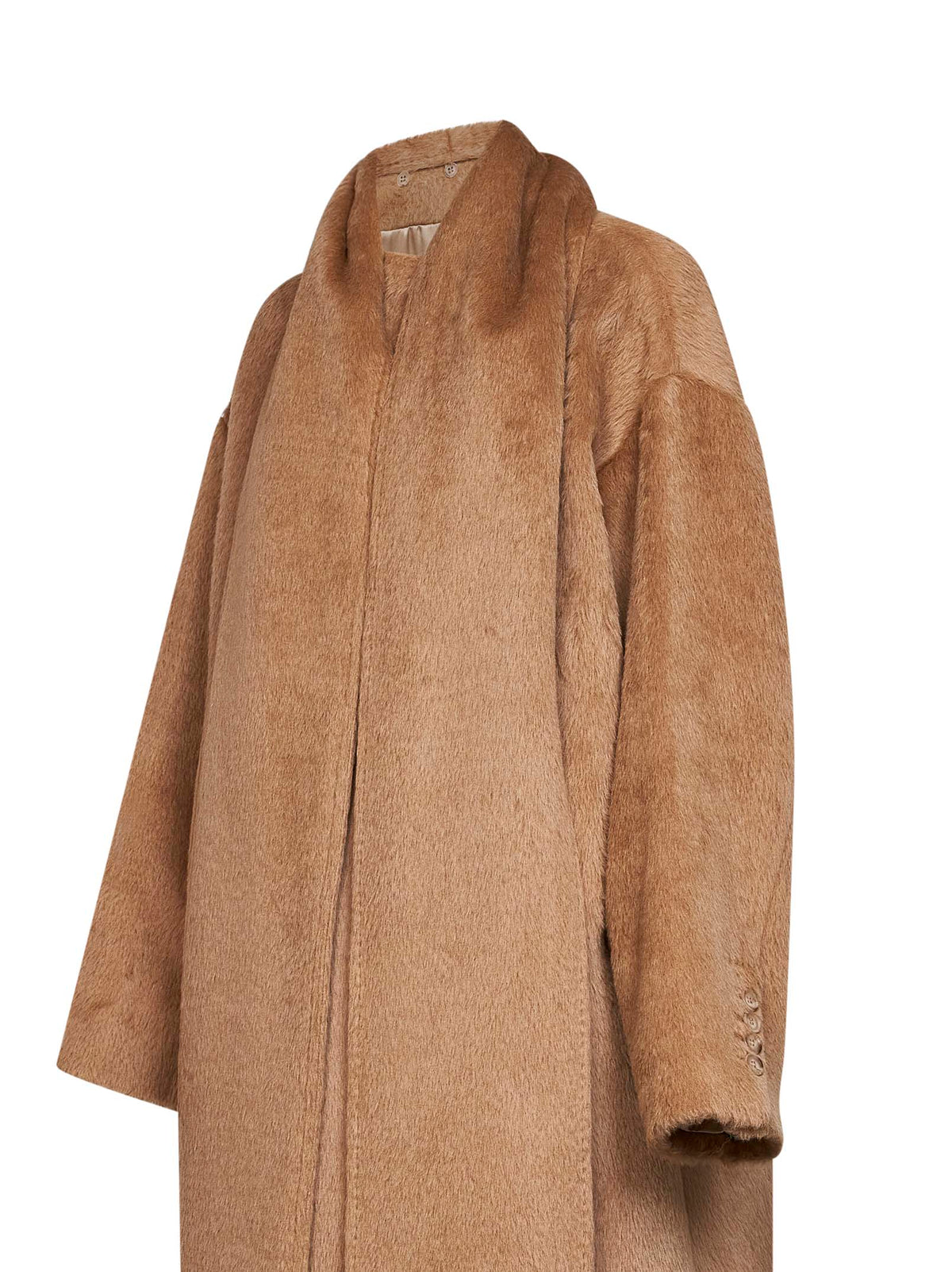 DOLCE & GABBANA Dolce & Gabbana Women Dark Beige Alpaca And Virgin Wool Scarf Coat