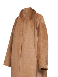 DOLCE & GABBANA Dolce & Gabbana Women Dark Beige Alpaca And Virgin Wool Scarf Coat