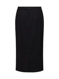 Dolce & Gabbana Women Black Stretch Wool Midi Pencil Skirt