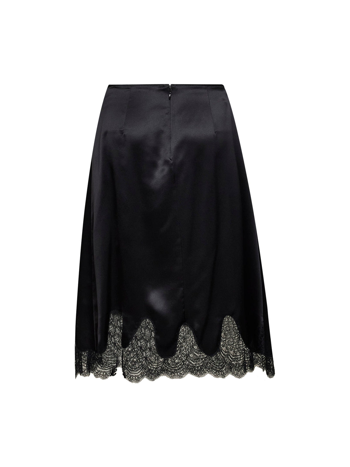 DOLCE & GABBANA Dolce & Gabbana Women Black Satin Midi Skirt With Lace Inserts