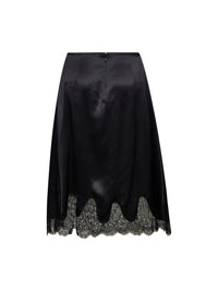 DOLCE & GABBANA Dolce & Gabbana Women Black Satin Midi Skirt With Lace Inserts