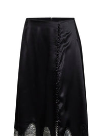 DOLCE & GABBANA Dolce & Gabbana Women Black Satin Midi Skirt With Lace Inserts