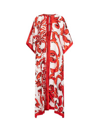 Dolce & Gabbana Women Orange Maiolica-Print Twill Kaftan Dress