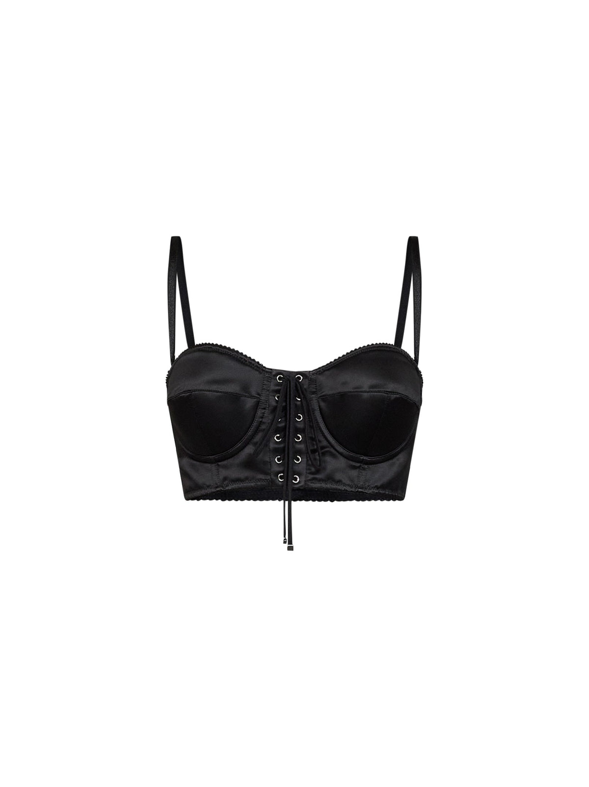 Dolce & Gabbana Women Black Stretch Satin Bustier Top