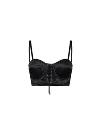 Dolce & Gabbana Women Black Stretch Satin Bustier Top