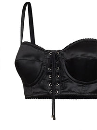 Dolce & Gabbana Women Black Stretch Satin Bustier Top