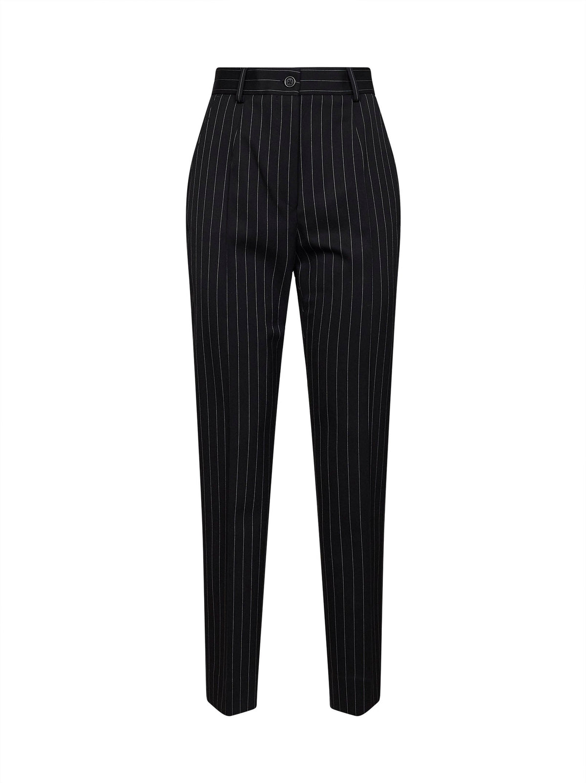 Dolce & Gabbana Women Black Pinstriped Stretch Wool Cigarette Trousers