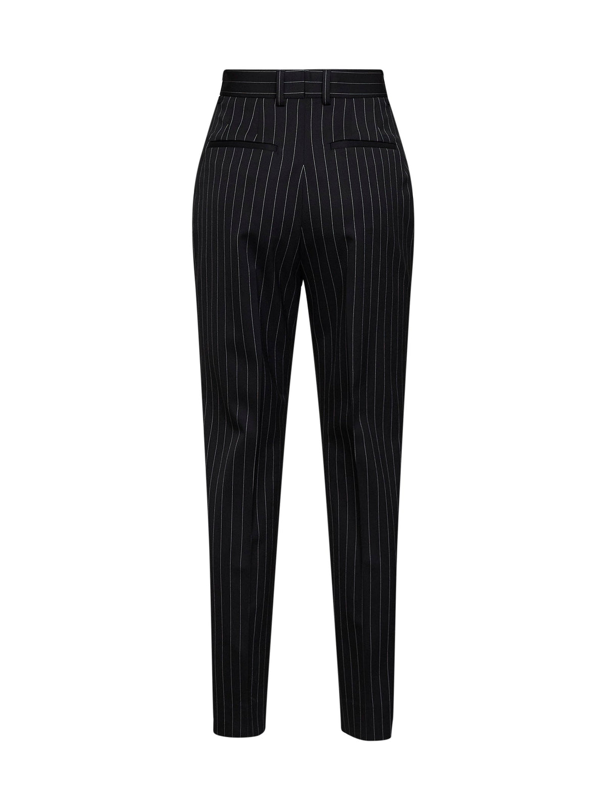 Dolce & Gabbana Women Black Pinstriped Stretch Wool Cigarette Trousers