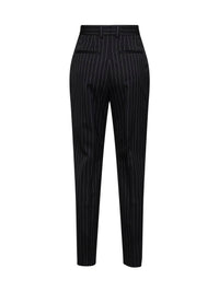 Dolce & Gabbana Women Black Pinstriped Stretch Wool Cigarette Trousers
