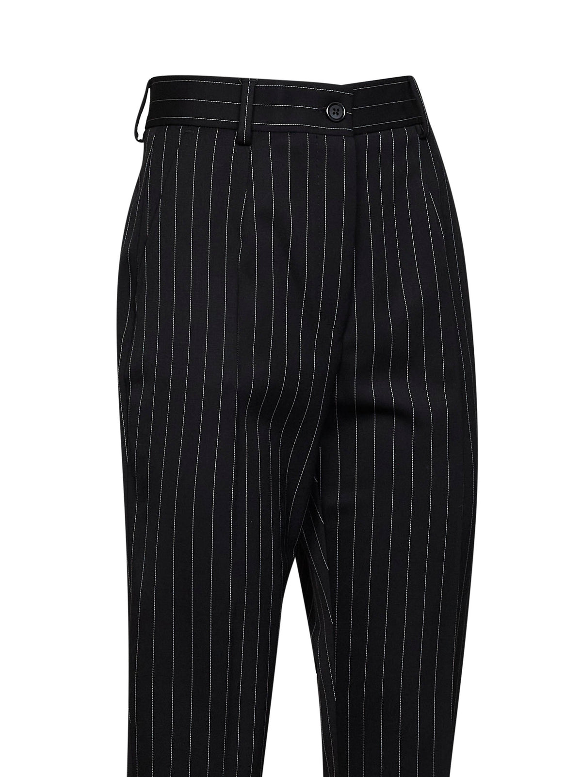 Dolce & Gabbana Women Black Pinstriped Stretch Wool Cigarette Trousers