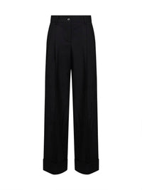 DOLCE & GABBANA Dolce & Gabbana Women Black Virgin Wool Trousers With Turn-Up Hems