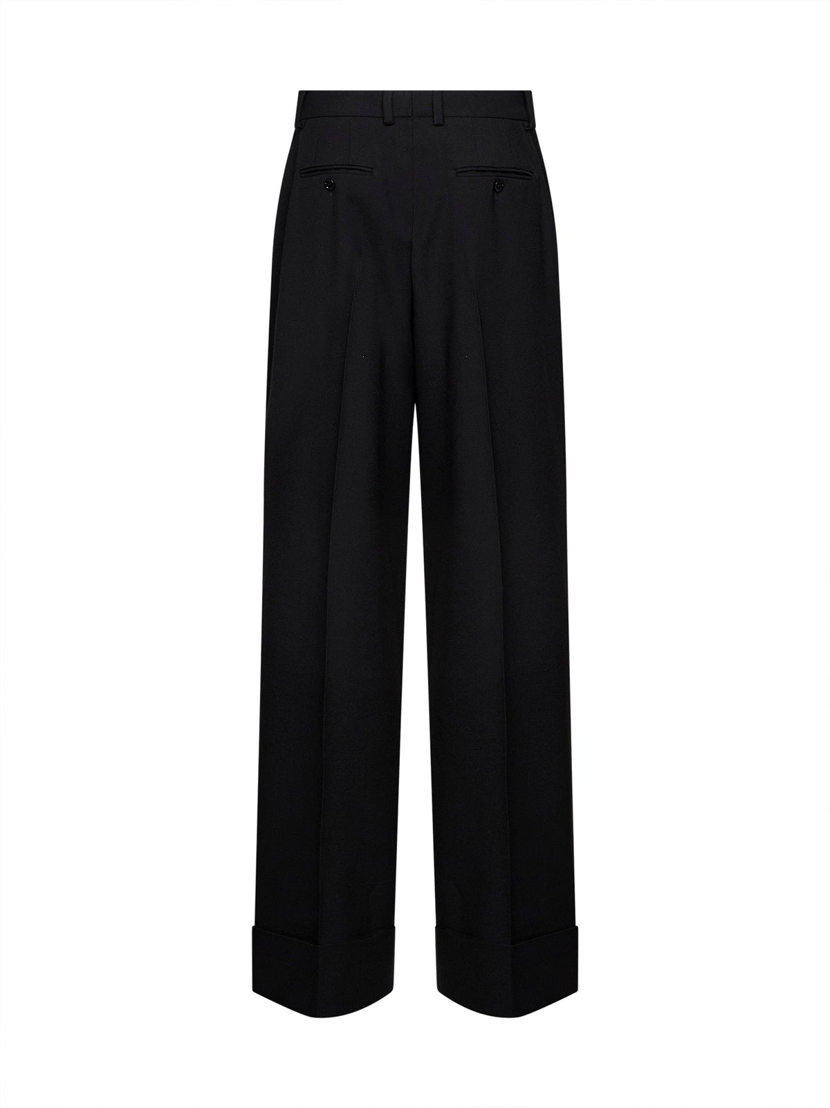 DOLCE & GABBANA Dolce & Gabbana Women Black Virgin Wool Trousers With Turn-Up Hems