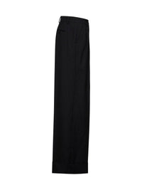 DOLCE & GABBANA Dolce & Gabbana Women Black Virgin Wool Trousers With Turn-Up Hems