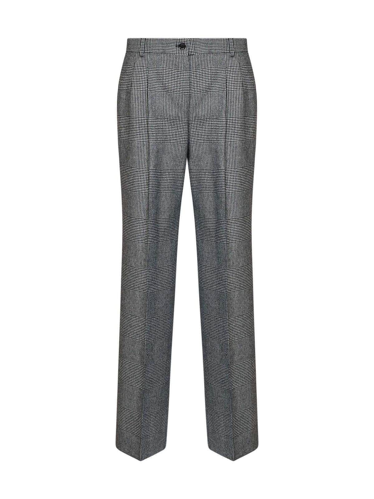 Dolce & Gabbana Women Black And White Prince Of Wales Check Wool And Cashmere Straight-Leg Trousers