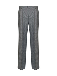 Dolce & Gabbana Women Black And White Prince Of Wales Check Wool And Cashmere Straight-Leg Trousers