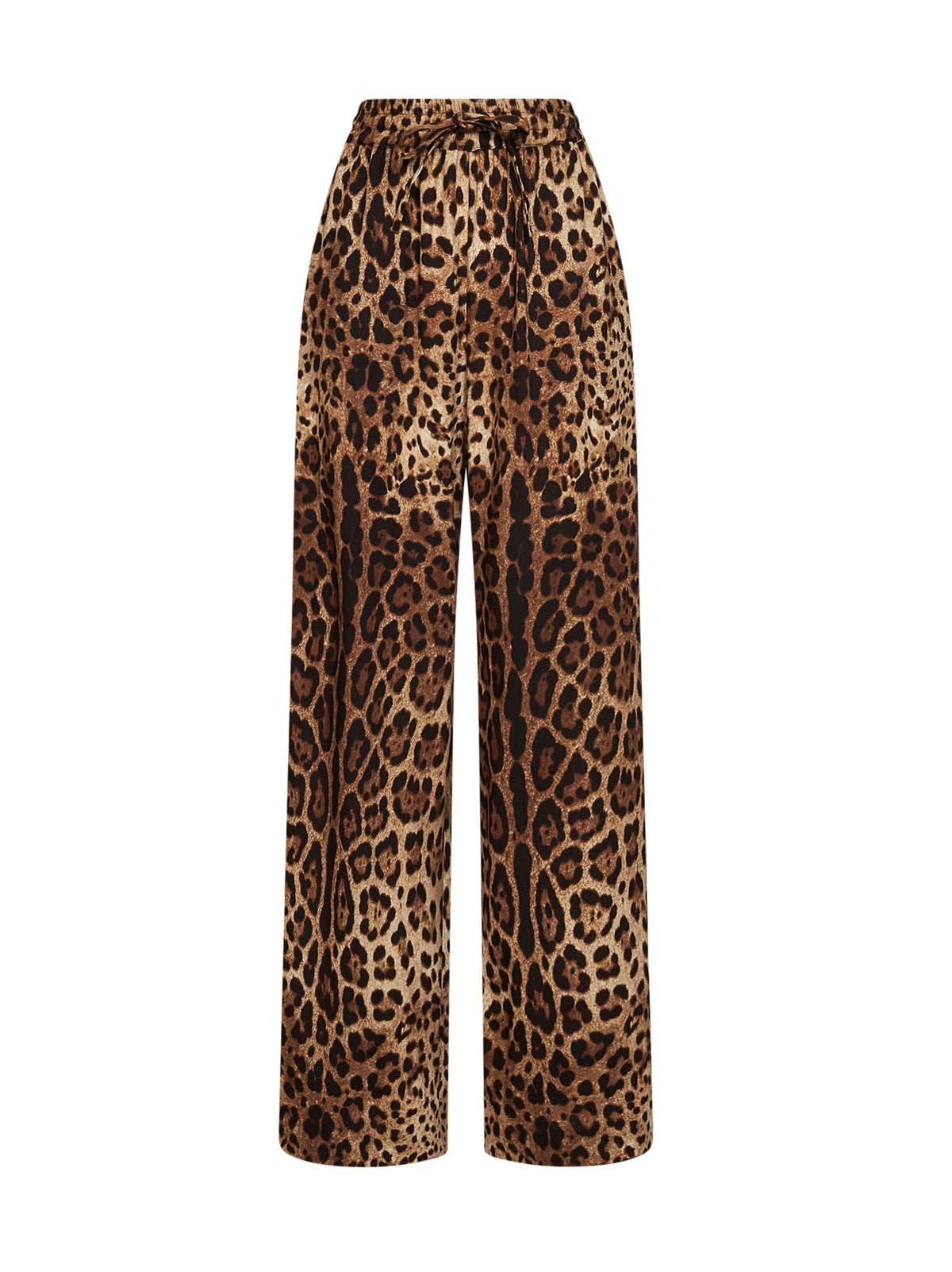 Dolce & Gabbana Women Leo-Print Stretch Silk Wide-Leg Trousers