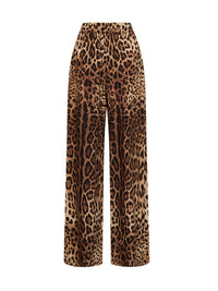 Dolce & Gabbana Women Leo-Print Stretch Silk Wide-Leg Trousers