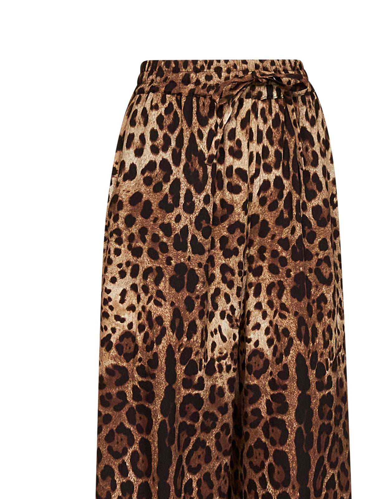 Dolce & Gabbana Women Leo-Print Stretch Silk Wide-Leg Trousers