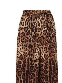 Dolce & Gabbana Women Leo-Print Stretch Silk Wide-Leg Trousers