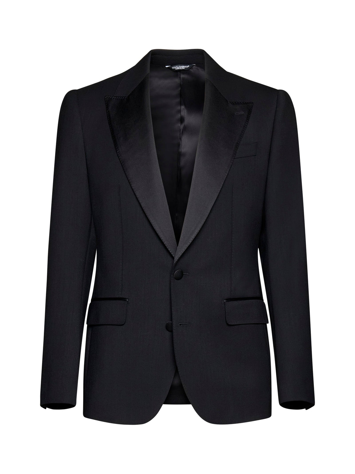 DOLCE & GABBANA Dolce & Gabbana Men Black Stretch Wool Sicilia Tuxedo Blazer