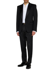 DOLCE & GABBANA Dolce & Gabbana Men Black Stretch Wool Sicilia Tuxedo Blazer