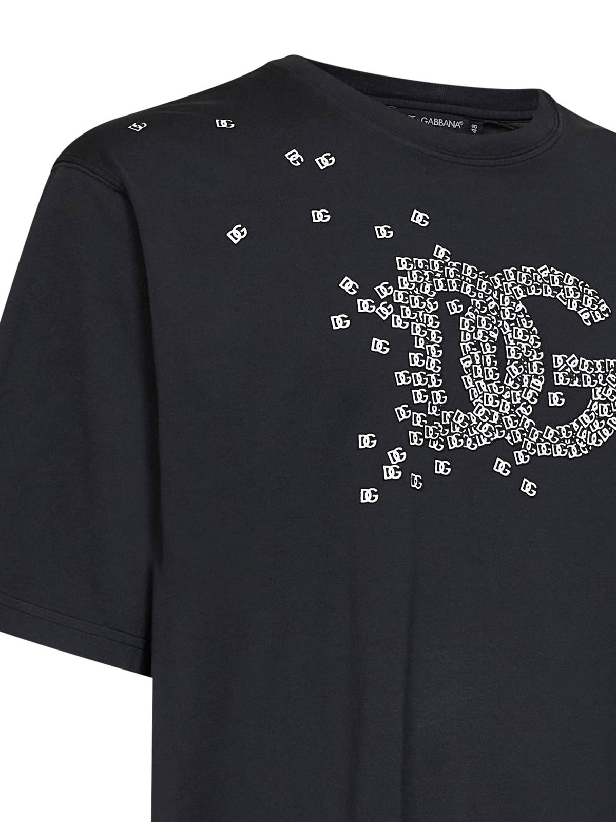 Dolce & Gabbana Men Black Cotton Logo-Printed T-Shirt