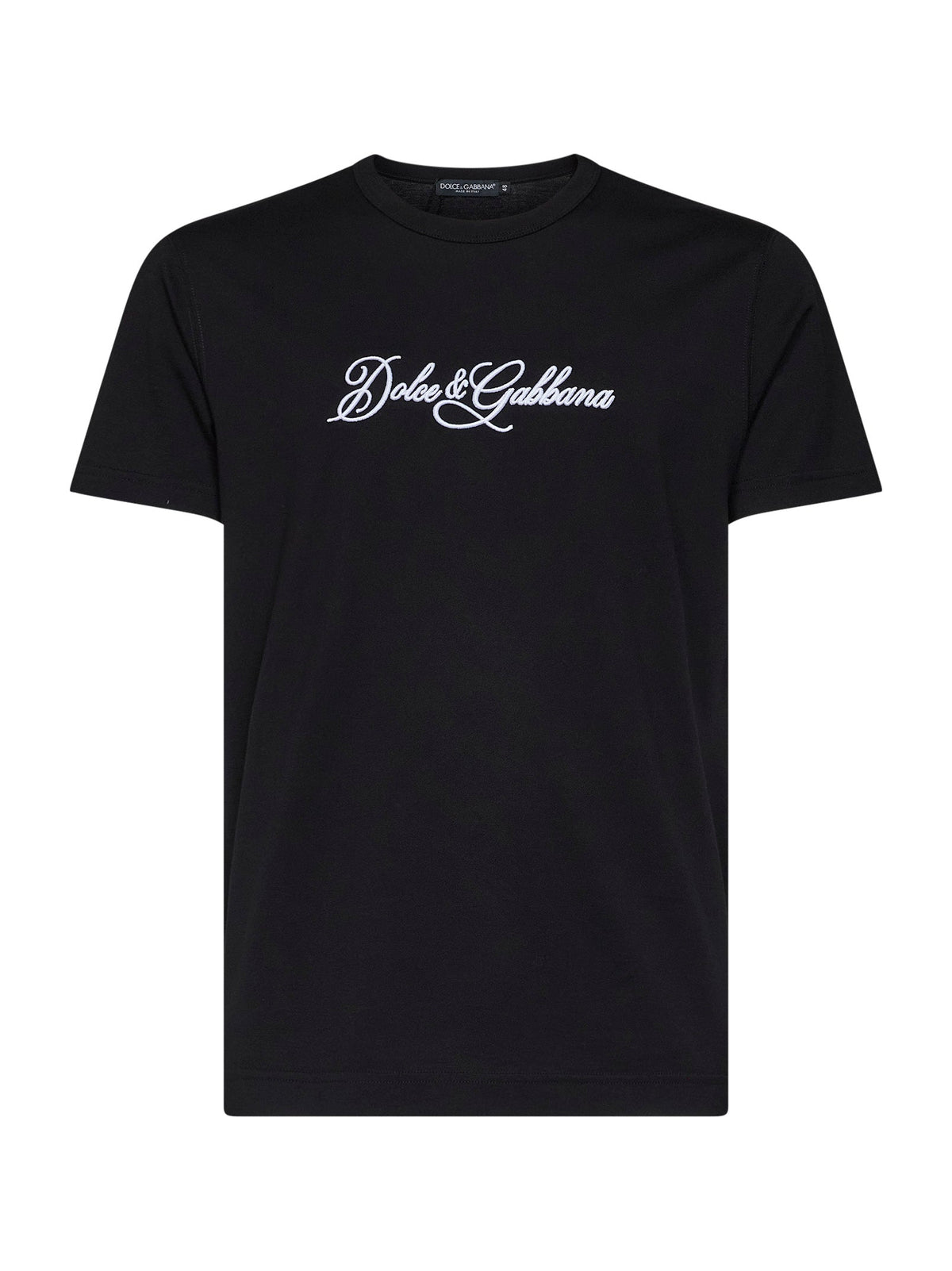 DOLCE & GABBANA Dolce & Gabbana Men Black Cotton Jersey Embroidered T-Shirt