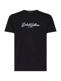 DOLCE & GABBANA Dolce & Gabbana Men Black Cotton Jersey Embroidered T-Shirt